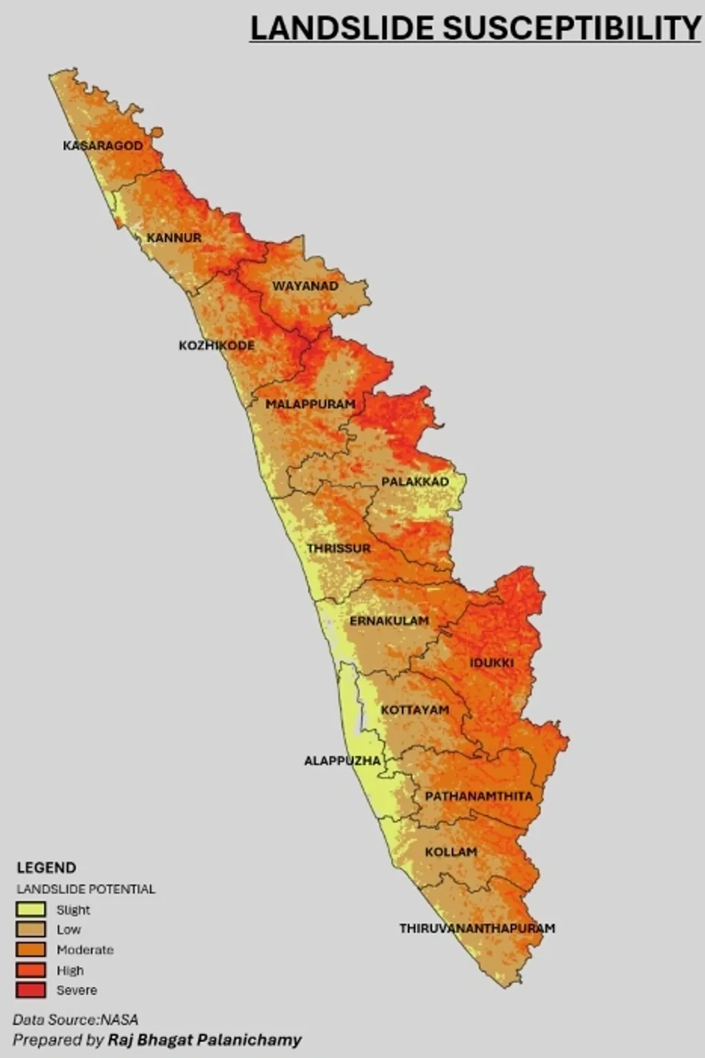 കേരളത്തിലെ ഉരുൾപൊട്ടൽ സാധ്യതാ മാപ്പ്