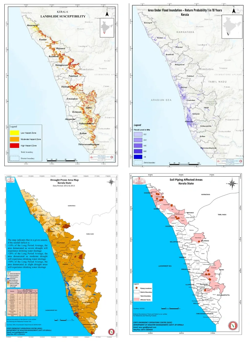 NCESS ഡാറ്റ ഉപയോഗിച്ച് സംസ്ഥാന ദുരന്തനിവാരണ അഥോരിറ്റി തയ്യാറാക്കിയ ദുരന്തസാധ്യതാ മാപുകള്‍ / Download Here