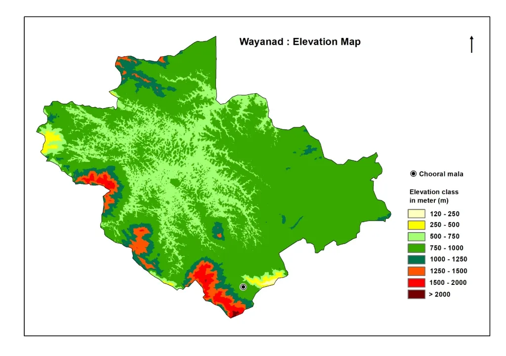 വയനാടിൻ്റെ ഡിജിറ്റൽ എലിവേഷൻ മാപ്പ് 