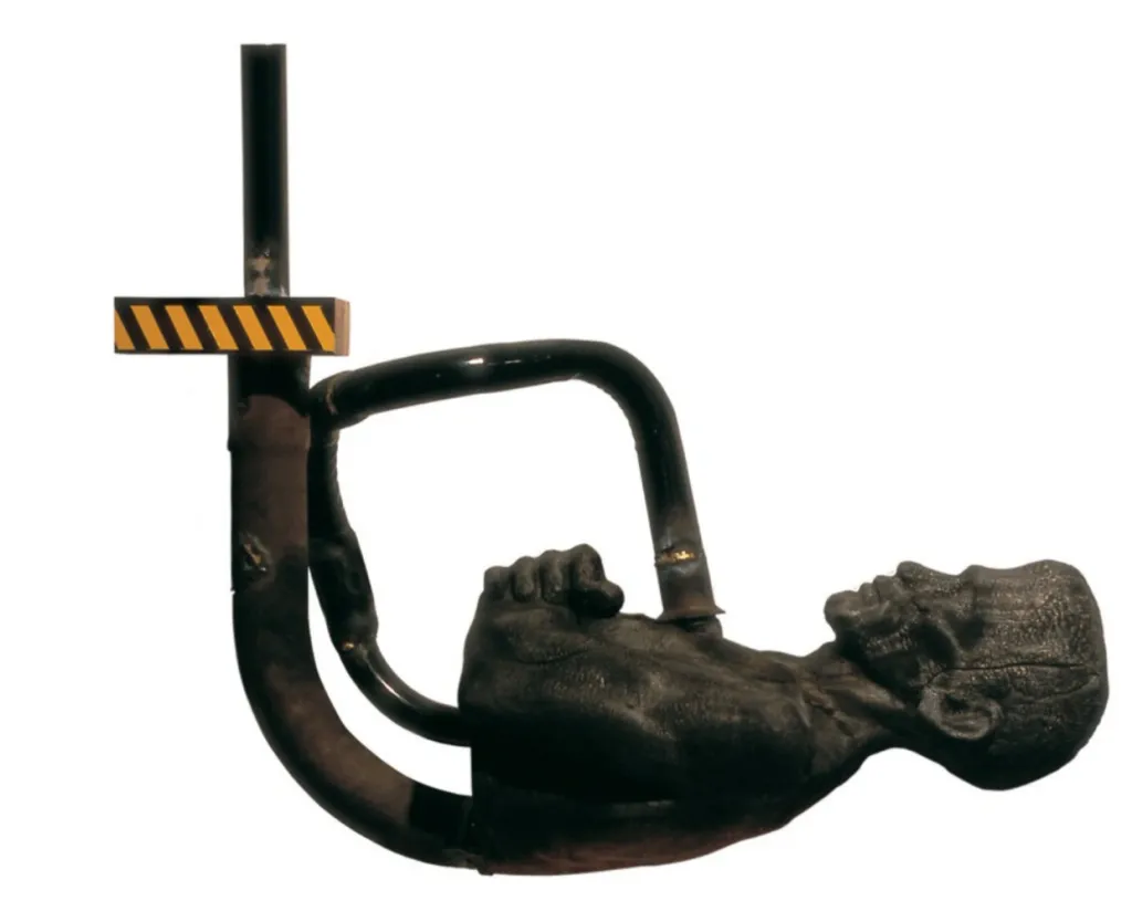 Elysian I | Year : 2002 | Medium : Charred wood, Metal, Automotive paint, Size : 83 x 73 x 30 cms