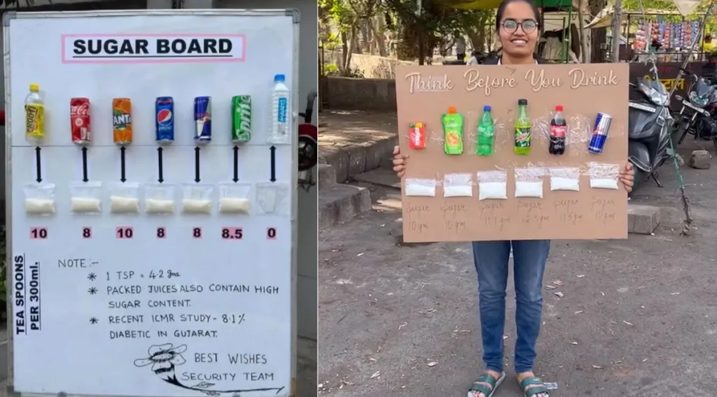 ഓരോ പ്രായത്തിലും ദിവസേന കഴിക്കുന്ന ആഹാരത്തിൽ വേണ്ട പോഷകങ്ങൾ, സാധാരണ കഴിക്കുന്ന ആഹാരങ്ങളിലെ പഞ്ചസാരയുടെ അളവ് (കൂടിയതോ, കുറഞ്ഞതോ), പകരം കഴിക്കാവുന്ന ആഹാരങ്ങളുടെ വിവരങ്ങൾ എന്നിവ ഷുഗര് ബോർഡിൽ ഉണ്ടായിരിക്കണമെന്നാണ് സി.ബി.എസ്.ഇ നിർദേശം.
