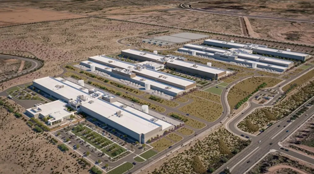 മെറ്റയുടെ ഒരു ബില്യൺ ഡോളർ അറിസോണ ഡാറ്റാ സെന്റർ (Image Source (English, Short): Meta’s five-building Arizona data center campus, 2.5M sq. ft. Courtesy of Meta. Headshot: Sebastian Obando).