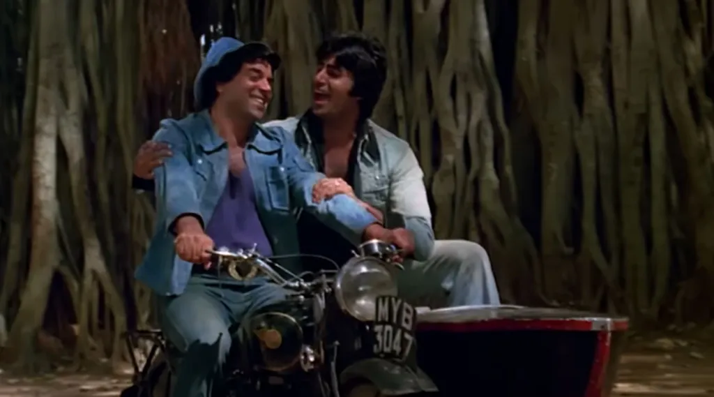 ധര്‍മേന്ദ്രയുടെ വീരുവും അമിതാഭ് ബച്ചൻ്റെ ജയ്-യും. ഇഴപിരിയാനാകില്ല എന്നു കരുതിയിരുന്ന ആൺസൗഹൃദത്തിൻ്റെ സ്മരണയുടെ ഓർമ്മ കൂടിയാണ് ഷോലെ.  പാട്ടിനു ചേർന്നു പോകുന്ന ദൃശ്യങ്ങൾ സൗഹൃദത്തിന്റെ ഉന്മാദഭാവത്തെ അനുഭവവേദ്യമാക്കുന്നതാണ്.