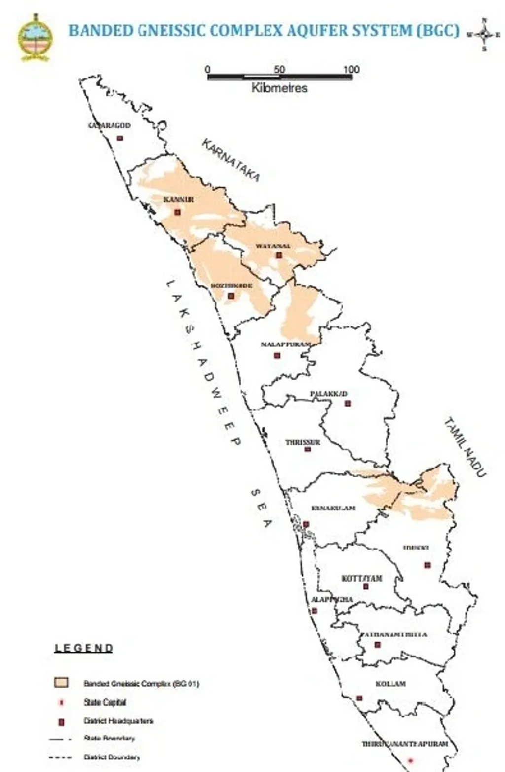 ഭൂഗർഭ ജലശേഖരങ്ങൾ അടയാളപ്പെടുത്തിയ മാപ്പ്.