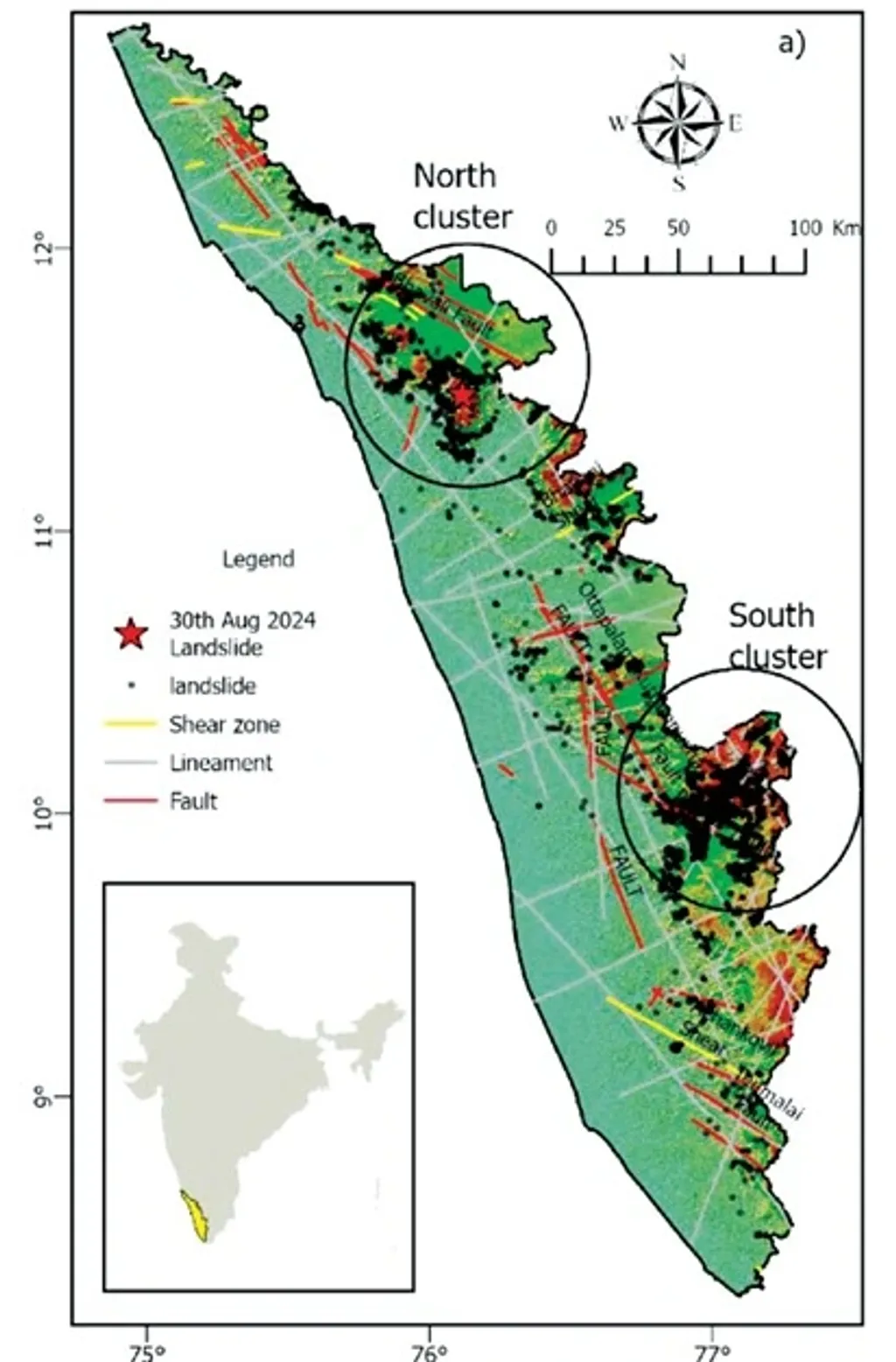 കേരളത്തിലെ ഉരുള്‍പൊട്ടല്‍ സാധ്യതാ പ്രദേശങ്ങള്‍  (Girish Gopinath et al., 2024b)