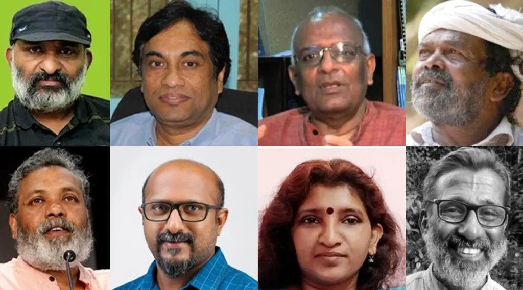 മുണ്ടക്കൈ-ചൂരൽമല ഉരുൾപൊട്ടലിനെക്കുറിച്ച് പഠിച്ച ജനകീയ ശാസ്ത്ര പഠനസംഘം: ഡോ. സി.കെ.വിഷ്ണുദാസ്, പ്രൊഫ. സി.പി. രാജേന്ദ്രൻ, സാഗർധാര, ചെറുവയൽ രാമൻ, ഡോ. ടി.വി. സജീവ്, ഡോ. എസ്. അഭിലാഷ്, ഡോ. സ്മിത പി. കുമാർ, ഡോ. ശ്രീകുമാർ.