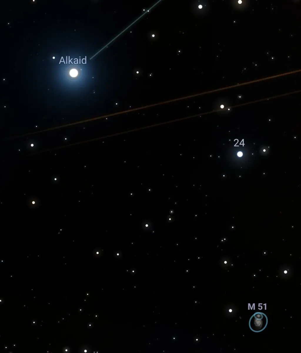 സ്റ്റെല്ലേറിയം ആപ്പിൽ നിന്നുള്ള സ്ക്രീൻ