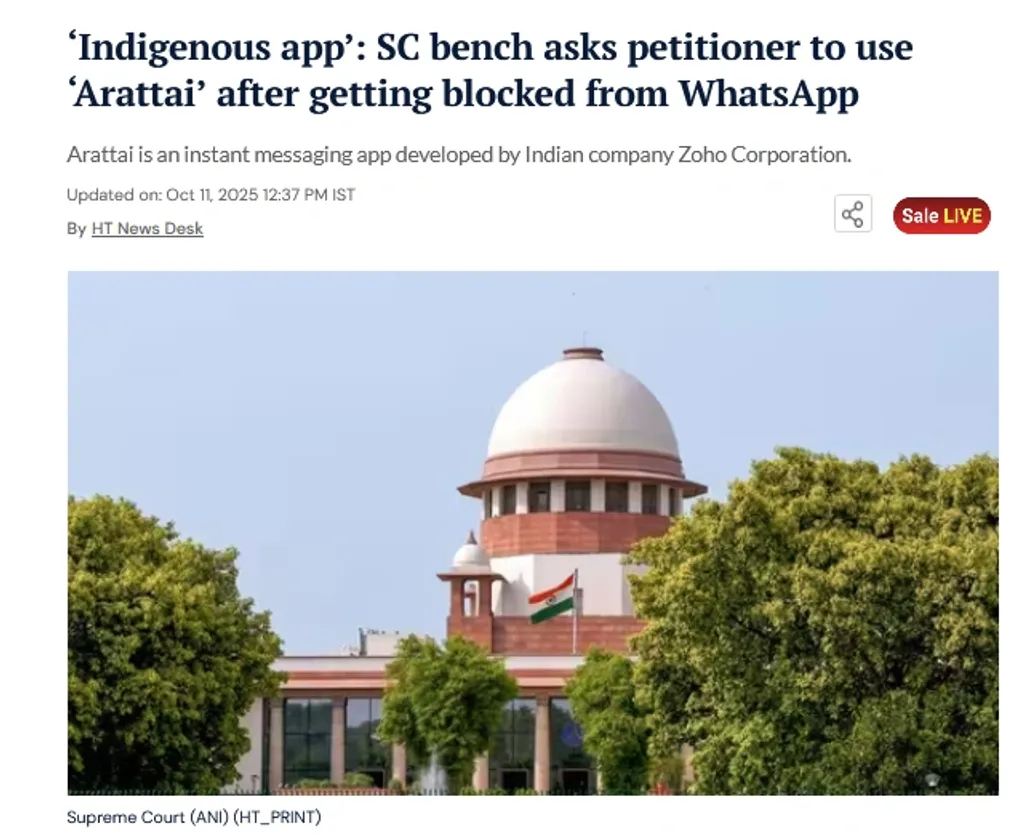 ഇന്ത്യൻ സുപ്രീം കോടതിയിലെ ഒരു വാദപ്രതിവാദത്തിനിടയിൽ കഴിഞ്ഞ ദിവസമാണ് സീനിയർ അഡ്വക്കേറ്റ് മഹാലക്ഷ്മി പവാണി ‘അറട്ടൈ’ മെസേജിങ് ആപ്പിനെ കുറിച്ച് പരാമർശിച്ചത്. 