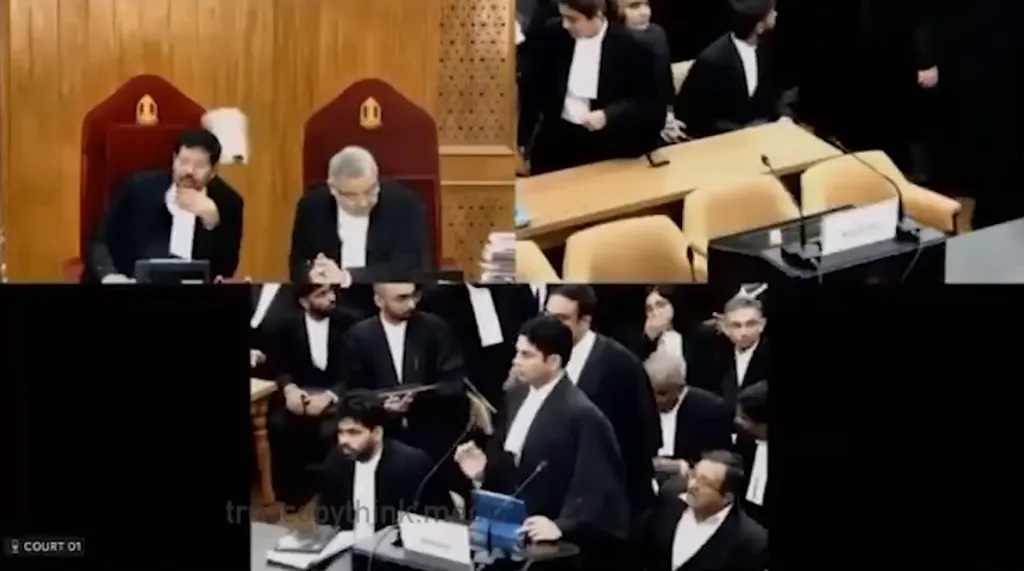 സുപ്രീം കോടതി ചീഫ് ജസ്റ്റിസ് ബി.ആർ. ഗവായിക്കു നേരെ, പട്ടികജാതിക്കാരനായ ജസ്റ്റിസ് ബി.ആർ ഗവായിക്കുനേരെ, സനാതന ധർമവക്താവായ അഭിഭാഷകൻ രാകേഷ് കിഷോർ കോർട്ട് നമ്പർ വണ്ണിൽ വെച്ച് ഷൂ എറിയുന്നു. 