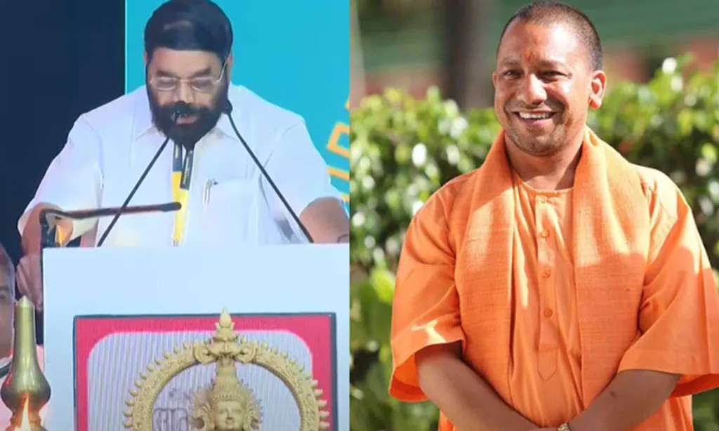 ആഗോള അയ്യപ്പ സംഗമത്തിൽ യോഗി ആദിത്യ നാഥ് എന്ന, ഹിന്ദുത്വ ഭീകരതയുടെ രാഷ്ട്രീയാധികാരത്തിന്റെ ക്രൗര്യമാതൃകയുടെ സന്ദേശം മനോഹരമായ സന്ദേശമെന്ന കുളിരോടെ സി പി ഐ (എം) മന്ത്രി വാസവൻ വായിക്കുമ്പോൾ സി പി ഐ (എം) പി ബി അംഗവും മുഖ്യമന്ത്രിയുമായ  പിണറായി വിജയൻ വേദിയിലിരിക്കുന്നുണ്ടായിരുന്നു. 