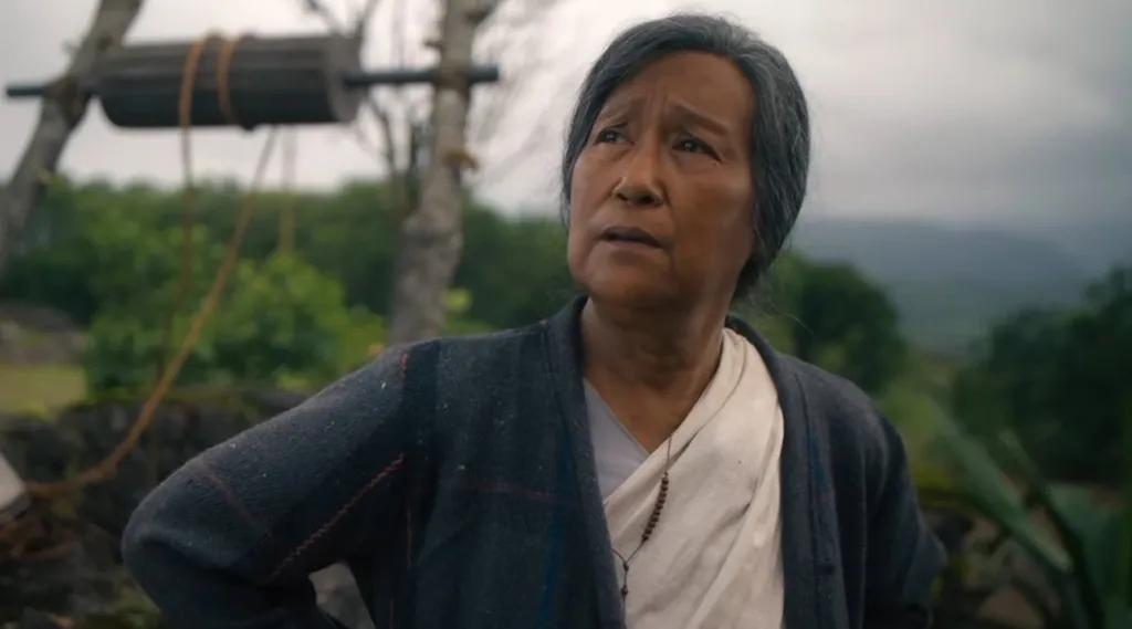 ചിത്രം പ്രസൻ്റ് ടൈം ലൈനിലെത്തുമ്പോൾ വാർധക്യ സഹജമായ അസുഖങ്ങളിലേക്കു കടന്ന മ്ലാത്തിച്ചേടത്തിയെയാണ് കാണിക്കുന്നത്. എഴുപതോ എൺപതോ വയസ്സെങ്കിലും കാണും.