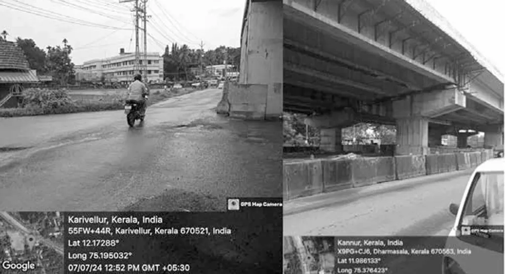 പ്രധാന കവലകൾ: ഓണക്കുന്ന്, ധർമ്മശാല. കവലുകളുടെ ശാസ്ത്രീയമായ പരിഷ്കരണം അത്യാവശ്യമാണ്. എങ്കിലേ അപകട സാധ്യത കുറച്ച് സുഗമമായ ഗതാഗതം സാധ്യമാവൂ.