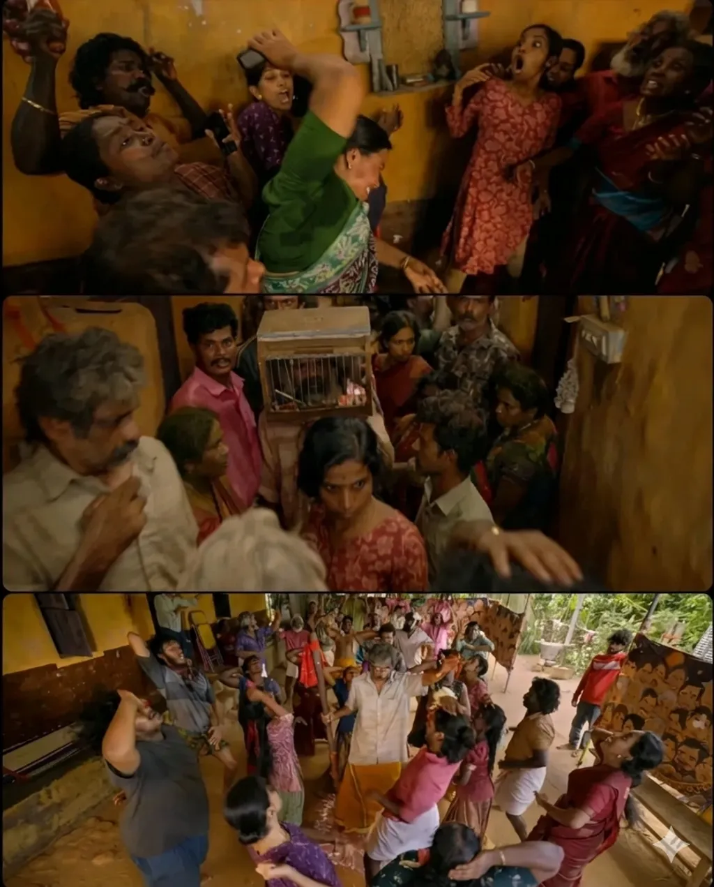 പടത്തിലെ ഏറ്റവും നിർണായകമായ ഒരു വിഷയവുമായി ബന്ധപ്പെട്ട് കുമാറിന്റെയും ചാരുവിന്റെയും കുടുംബങ്ങളും ഇരു ചേരികളിലുമിരിപ്പുറപ്പിച്ച നാട്ടുകാരും തമ്മിൽ നടക്കുന്ന സംഘർഷം അസംബന്ധ ഹാസ്യത്തിന്റെ സർവ പരിധികളെയും കാറ്റിൽപ്പറത്തിയാണ് മുന്നേറുന്നത്. 