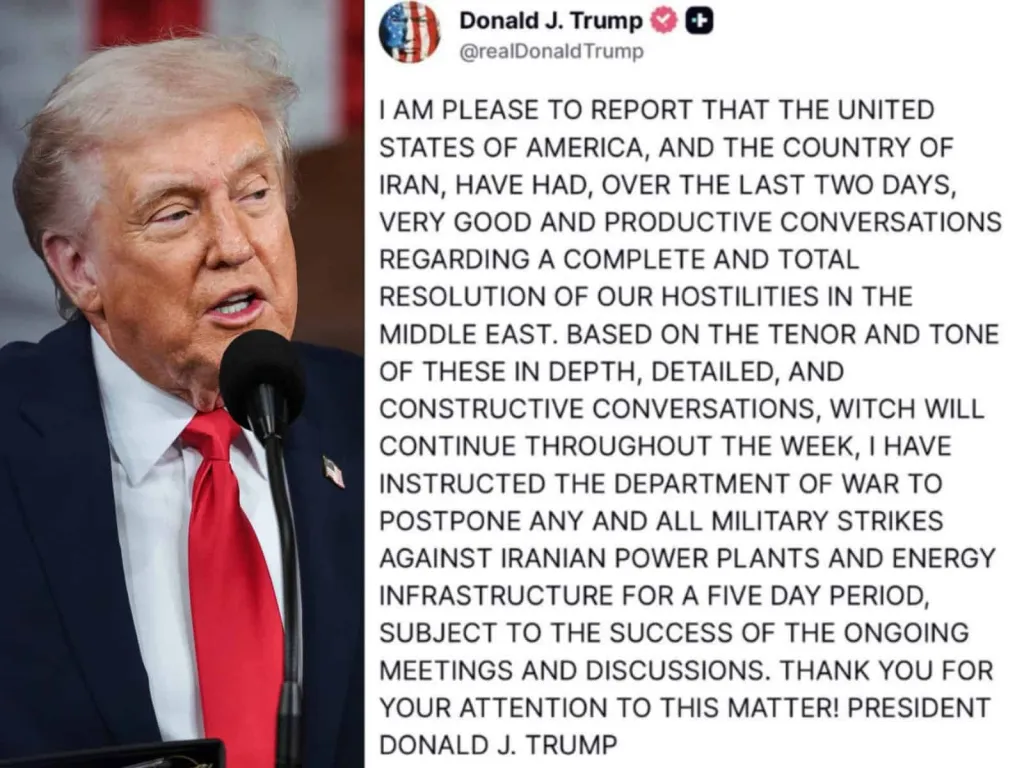 ഇറാൻ യുദ്ധം മൂന്നാഴ്ച പിന്നിടുമ്പോൾ ഗൾഫ്മേഖലയിലെ സ്ഥിതിഗതികൾ പുതിയ ഘട്ടത്തിലേക്ക് കടക്കുകയാണ്. യു.എസ് പ്രസിഡന്റ് ഡോണൾഡ് ട്രംപിന്റെ അന്ത്യശാസനവും ഇറാന്റെ പ്രതികരണവും ആശങ്കകൾ വർധിപ്പിച്ചിരുന്നു. അതിനിടയിലാണ് ട്രംപ് അഞ്ചുദിവസത്തെ 'വെടിനിർത്തൽ' പ്രഖ്യാപിച്ചിരിക്കുന്നത്. 