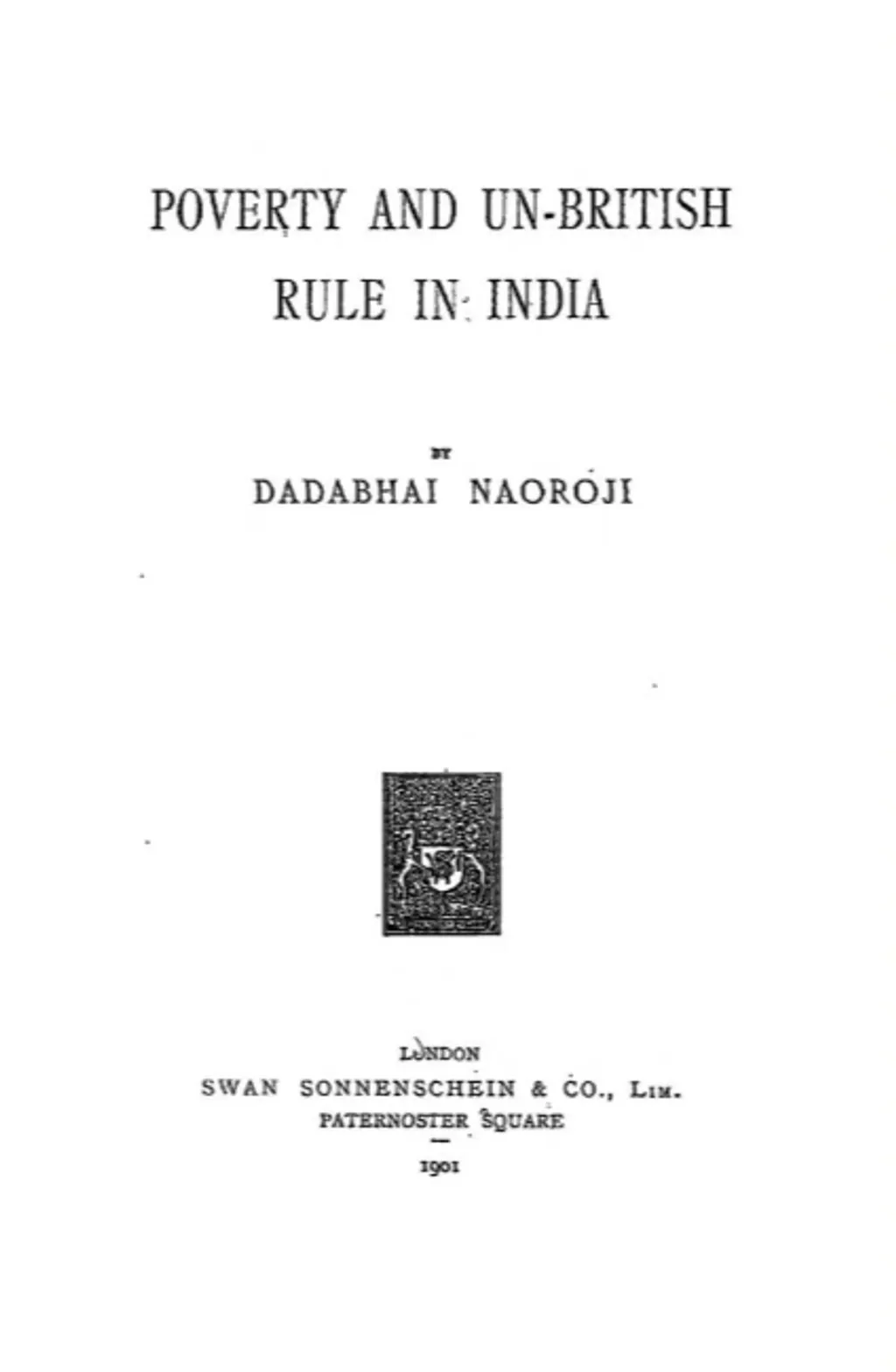 ദാദാഭായ് നവറോജിയുടെ 1901 ൽ പ്രസിദ്ധീകരിച്ച Poverty and Un-British Rule in India എന്ന കൃതി. ബ്രിട്ടൻ ഇന്ത്യയിൽ നിന്ന് സമ്പത്ത് ചോർത്തുകയാണെന്നും ഇത് രാജ്യത്തെ ദാരിദ്ര്യത്തിലേക്ക് നയിക്കുന്നുവെന്നും വാദിക്കുന്നു. ഒരു ബ്രിട്ടീഷ് പ്രസാധക കമ്പനിയായിരുന്നു ഇത് പ്രസിദ്ധീകരിച്ചിരുന്നത്.