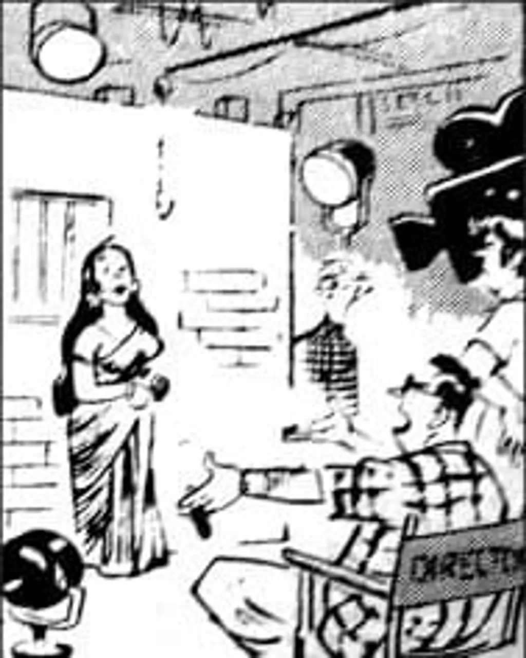 സിനിമകൾക്ക് നികുതി ഏർപ്പെടുത്തിയതിനെ പരിഹസിച്ച് ആർ.കെ. ലക്ഷ്മൺ 1960- ൽ ‘ടൈംസ് ഓഫ് ഇന്ത്യ’യിൽ വരച്ച കാർട്ടൂൺ. 