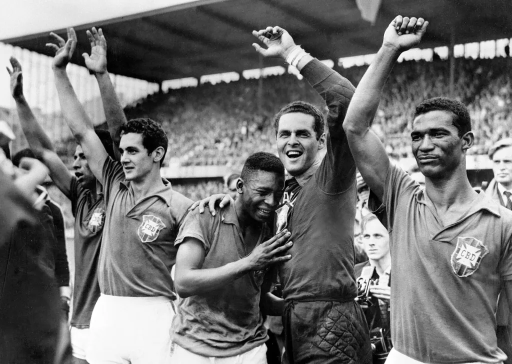 Pele was only 17 when he stormed centre stage at Sweden in 1958, creating goals out of nowhere and revealing skills that belied his tender age.