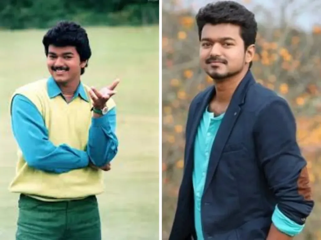 രണ്ടുതരം താര/നായക രൂപങ്ങളാണ് വിജയ് സിനിമകളിൽ കാഴ്ചവച്ചത്: ആദ്യകാലത്ത് ഒരു brooding (ആലോചനാമഗ്നനായ) നായകൻ അഥവാ കാമുകൻ ആയിരുന്നുവെങ്കിൽ പിന്നീട് ഒരു കൂട്ടം അനുയായികളുടെ ലീഡർ എന്ന നിലയിൽ ആക്ഷൻ ഹീറോയായി മാറുന്നു.