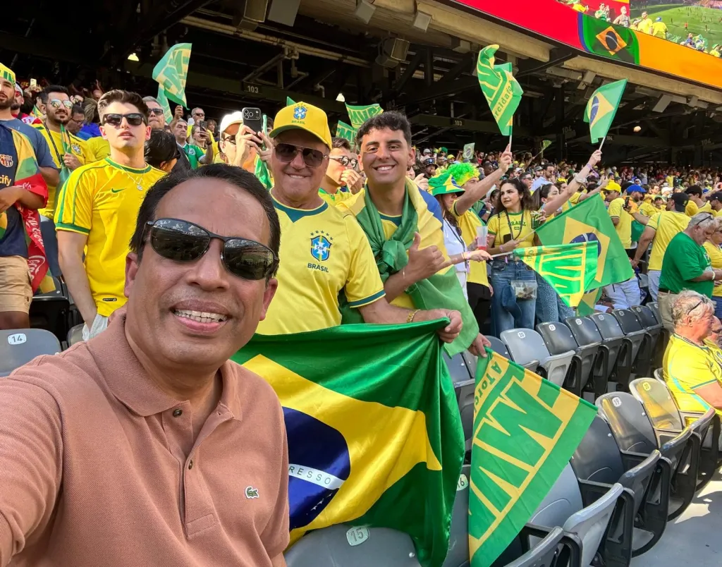 Krishna Kishore at the Brazil vs. Morocco match.