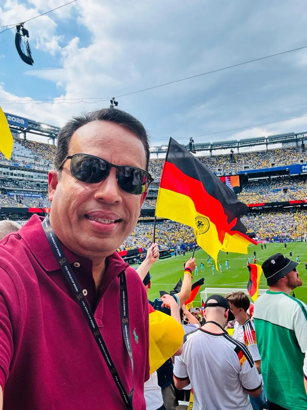 Krishna Kishore from the stadium with the German supporters.