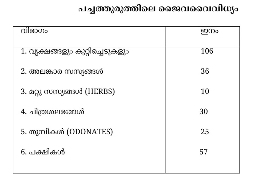 ചെമ്പൂക്കാവിലെ ബൊട്ടാണിക്കൽ ഗാർഡനിൽ (പച്ചത്തുരുത്തിൽ) അപൂർവ്വവും പഴക്കമുള്ളതുമായ 146 ഇനം വൃക്ഷസമ്പത്തുണ്ട്.  
