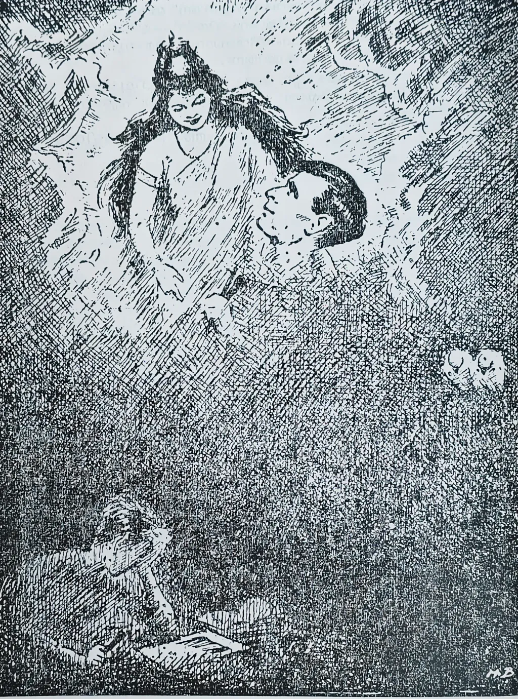 സഞ്ജയന്റെ മരണത്തെ തുടർന്ന് ഭാസ്കരൻ വരച്ച ചിത്രം