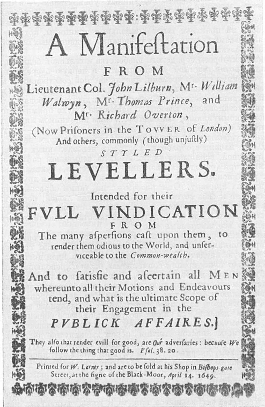 John Lilburne, William Walwyn, Thomas Prince, Richard Overton എന്നിവർ തയാറാക്കിയ ലെവലർമാരുടെ രാഷ്ട്രീയ പ്രഖ്യാപനരേഖ.