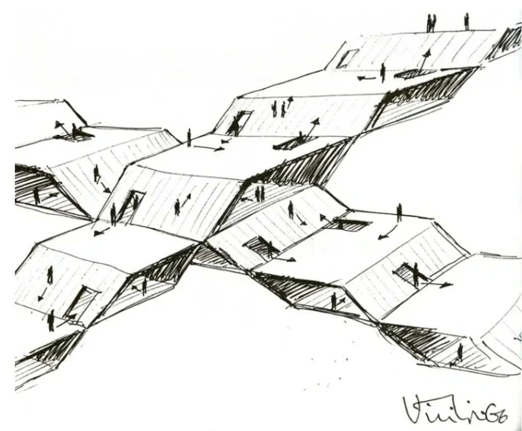 Claude Parent demonstrated the quality of the oblique for the French Pavilion at the 1970 Venice Biennale.
